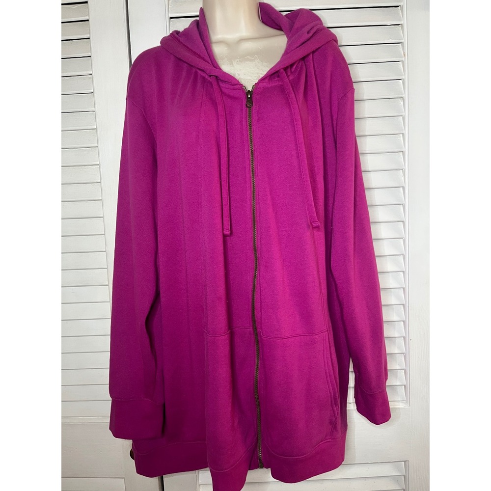 Terra & Sky Womens Plus 3X Lolita Pink Full Zip Fleece Hoodie Sweatshirt 7339256